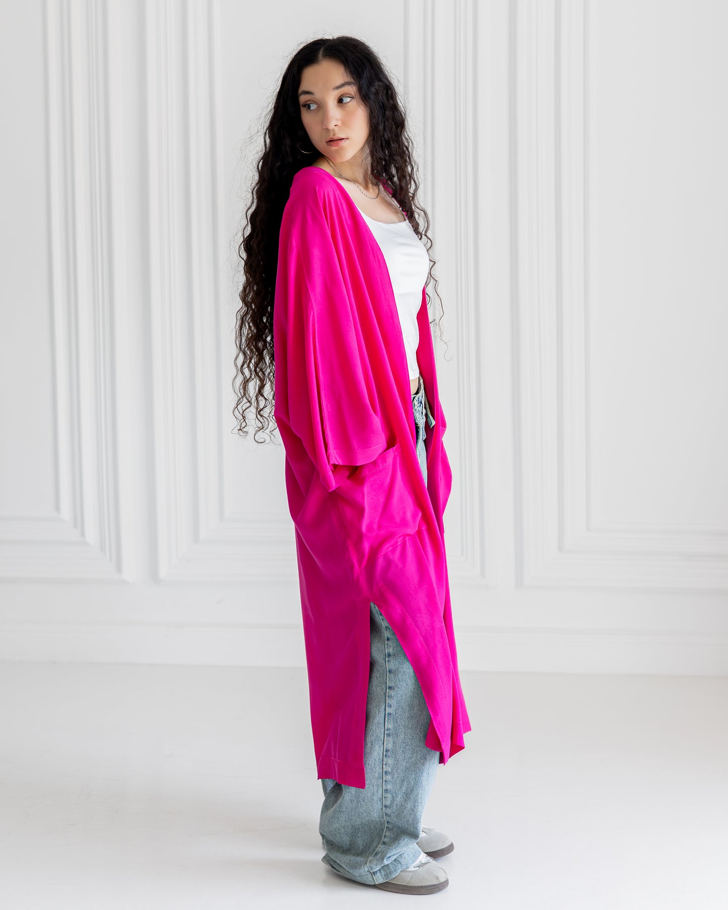 The Mira Cardigan in hot pink