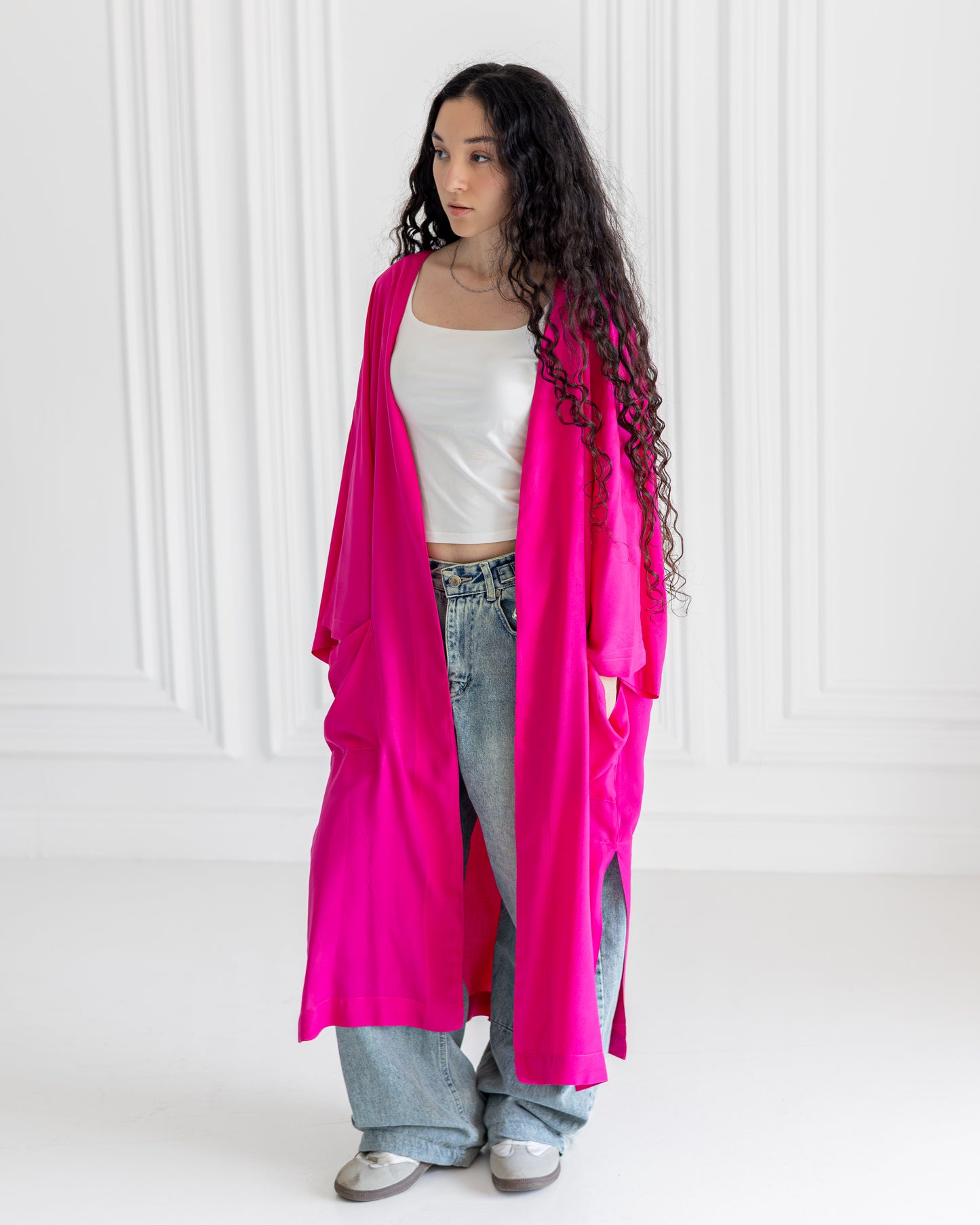 The Mira Cardigan in hot pink