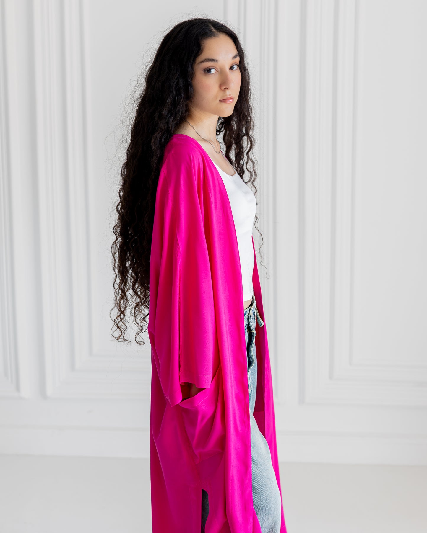 The Mira Cardigan in hot pink