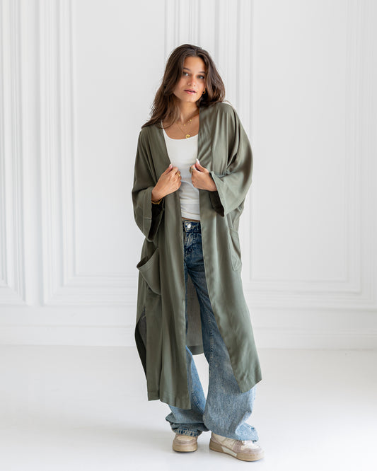 The Mira Cardigan in olive