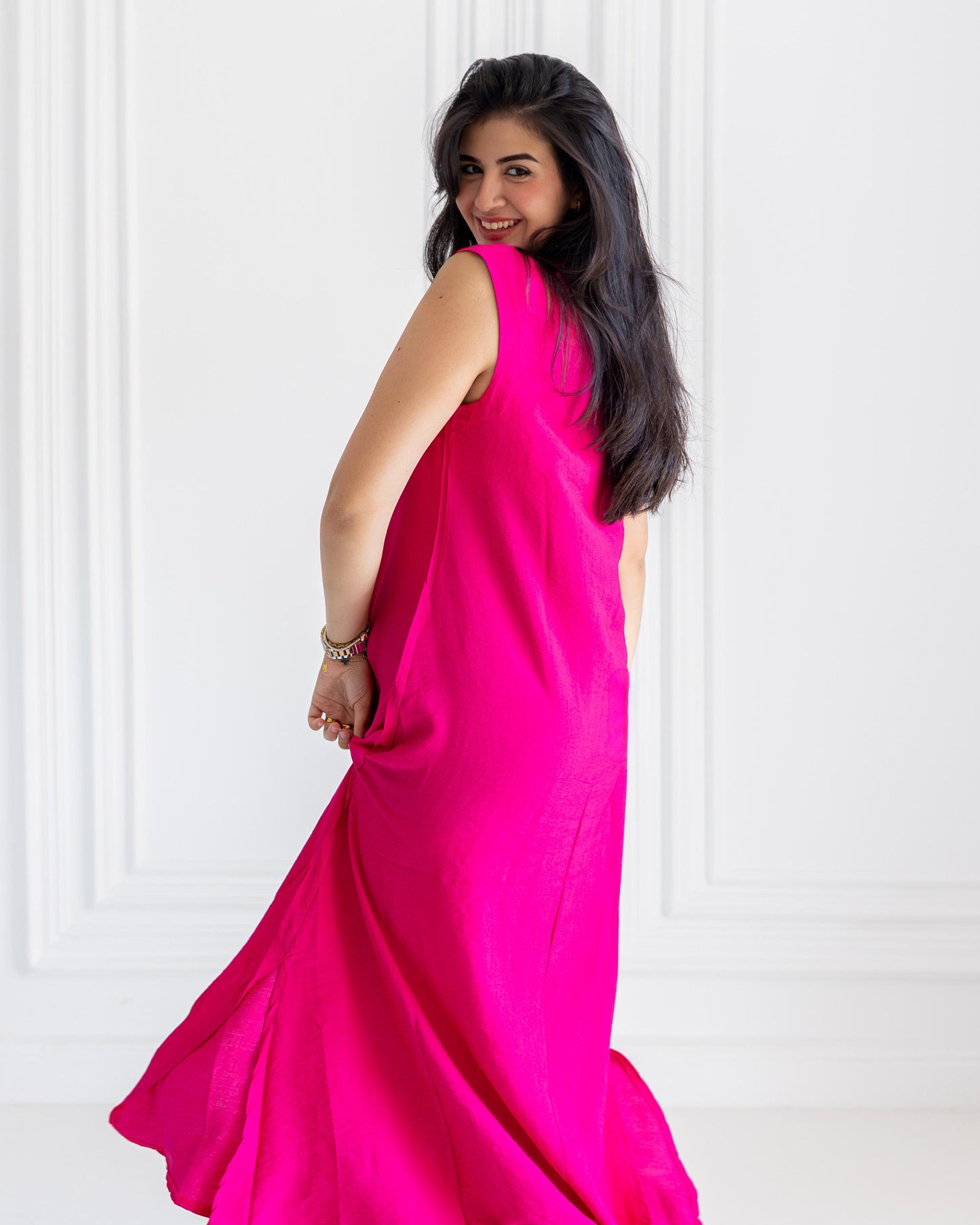 Ayla Dress in hot pink